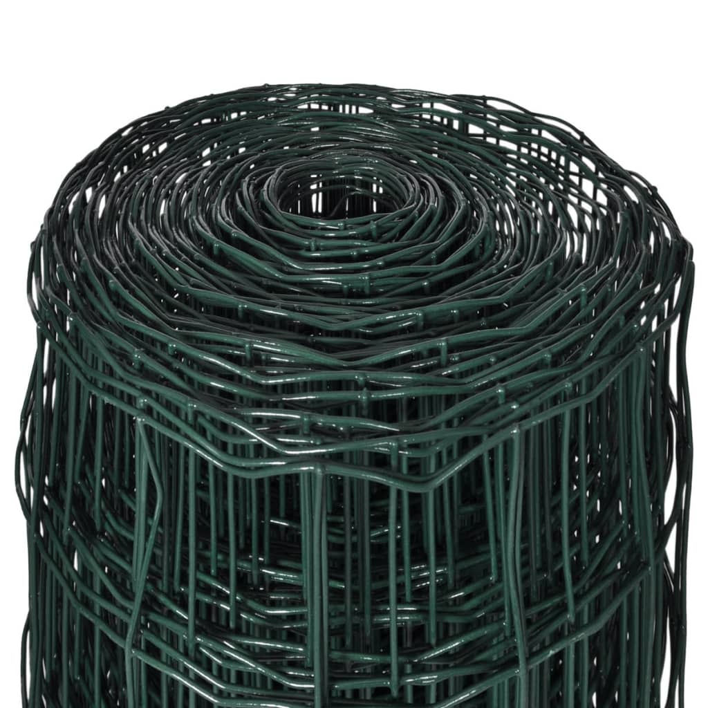 vidaXL Оградна мрежа, стомана, 10 x 1 м, зелена