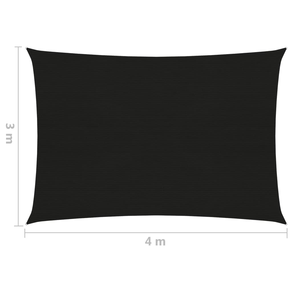vidaXL Платно-сенник, 160 г/м², черно, 3x4 м, HDPE