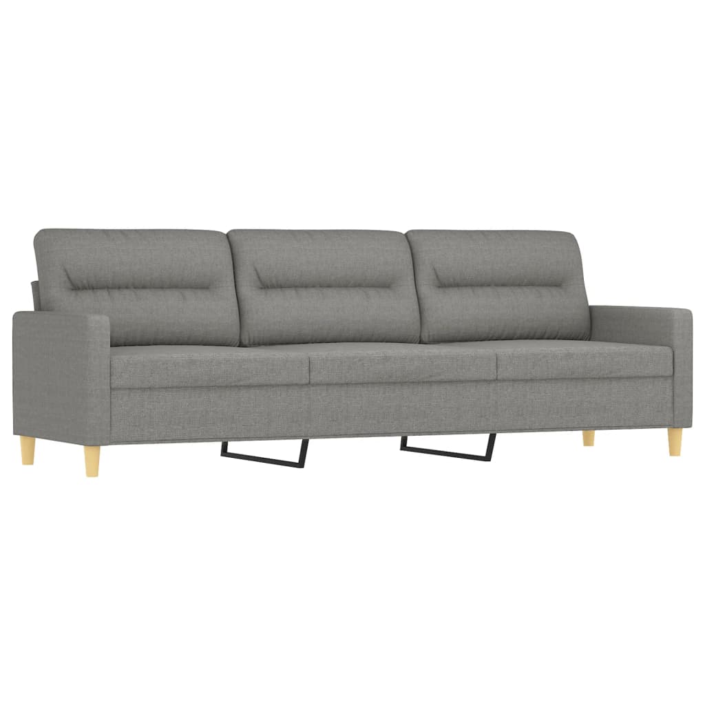 vidaXL 3-местен диван с табуретка, тъмносив, 210 см, текстил