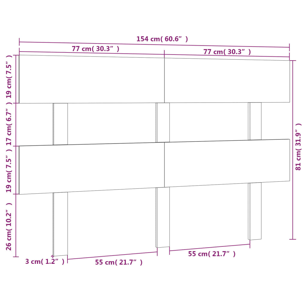 vidaXL Горна табла за легло, бяла, 154x3x81 см, бор масив