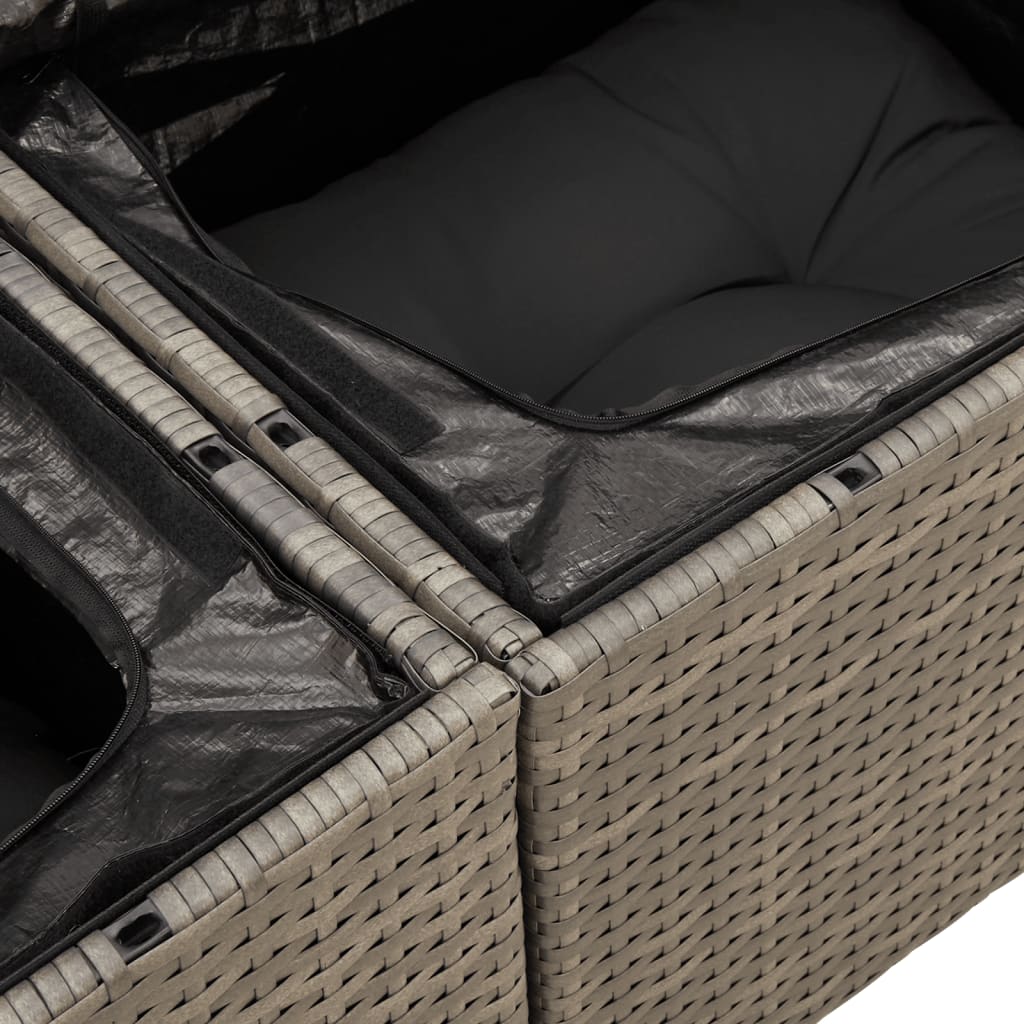 vidaXL Градински комплект диван с възглавници 9 части сив полиратан