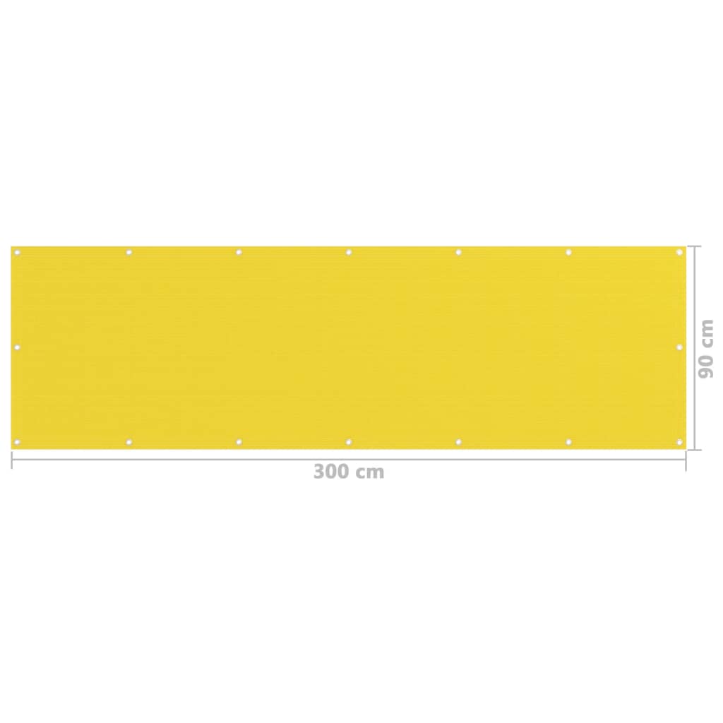 vidaXL Балконски параван, жълт, 90x300 см, HDPE