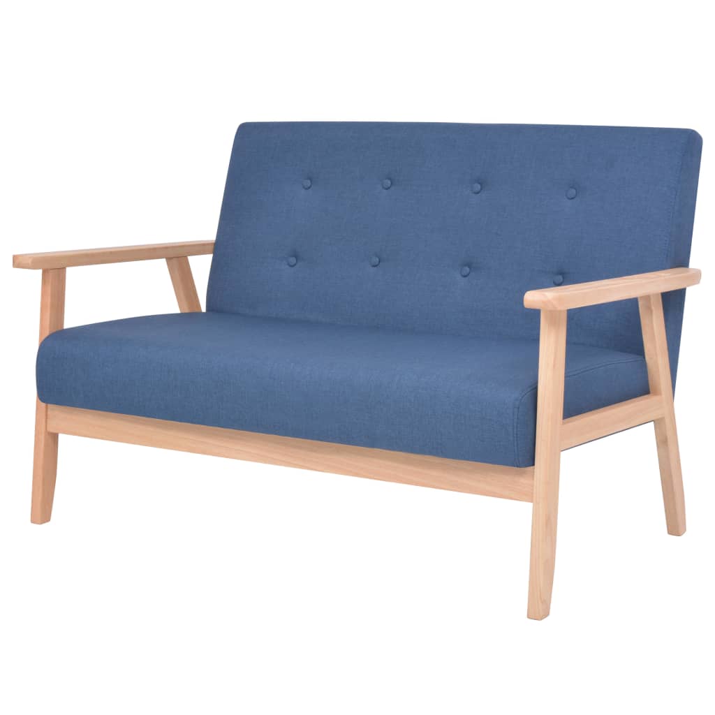 vidaXL Комплект дивани и кресло, 3 части, плат, сини