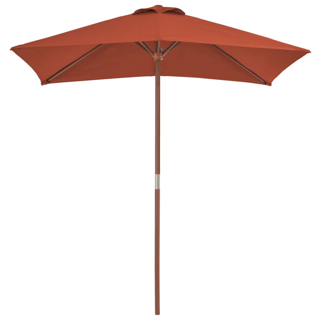 vidaXL Градински чадър с дървен прът, 150x200 см, керемиден