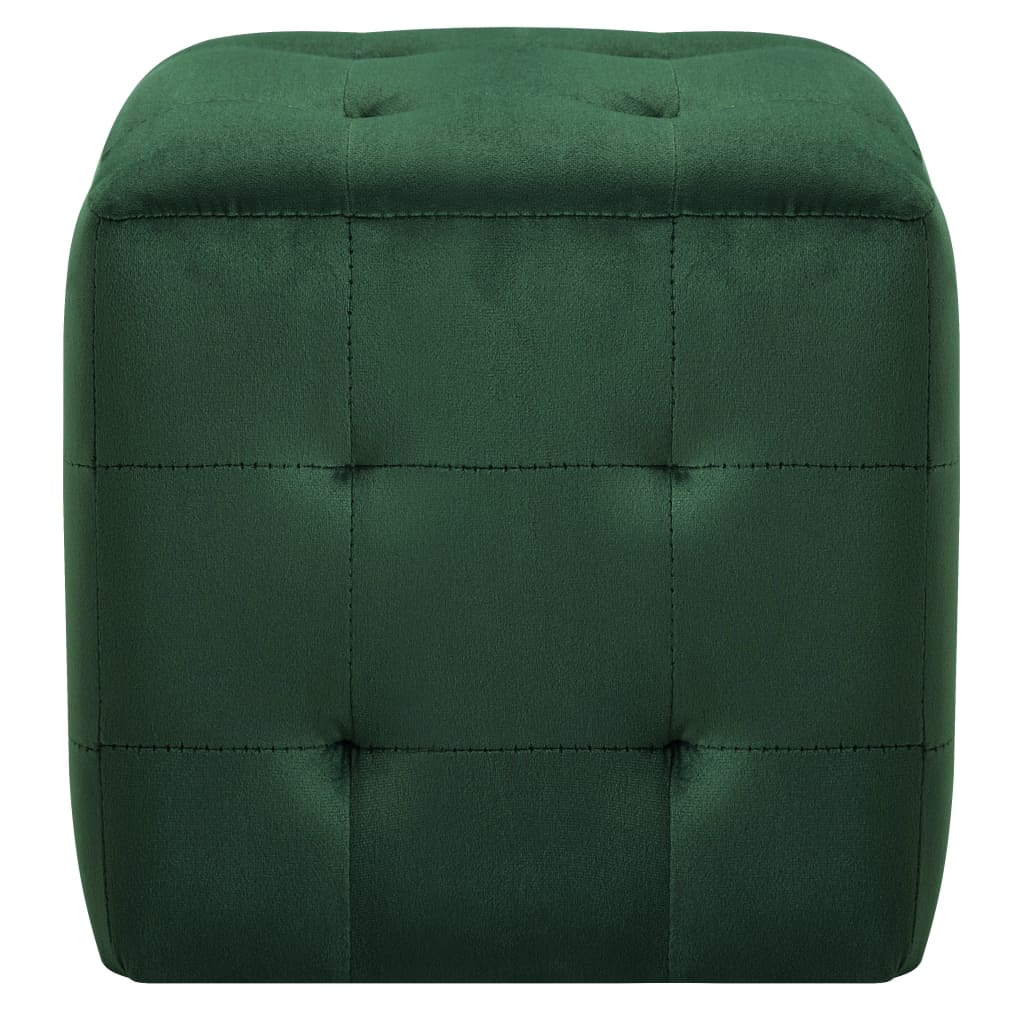 vidaXL Пуфове, 2 бр, зелени, 30x30x30 см, кадифен текстил