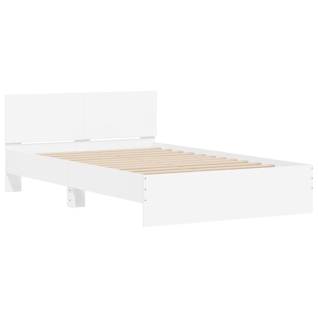 vidaXL Рамка за легло с табла, бяла, 120x190 см