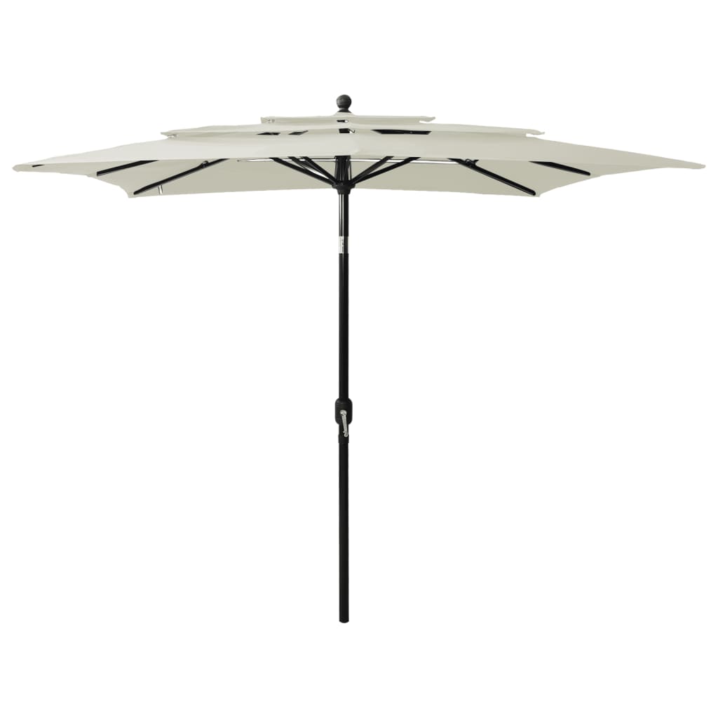 vidaXL Градински чадър на 3 нива с алуминиев прът, пясъчен, 2,5x2,5 м