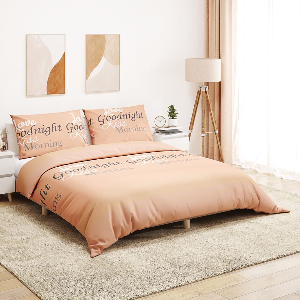 vidaXL Комплект спално бельо, розово, 135x200 см, памук