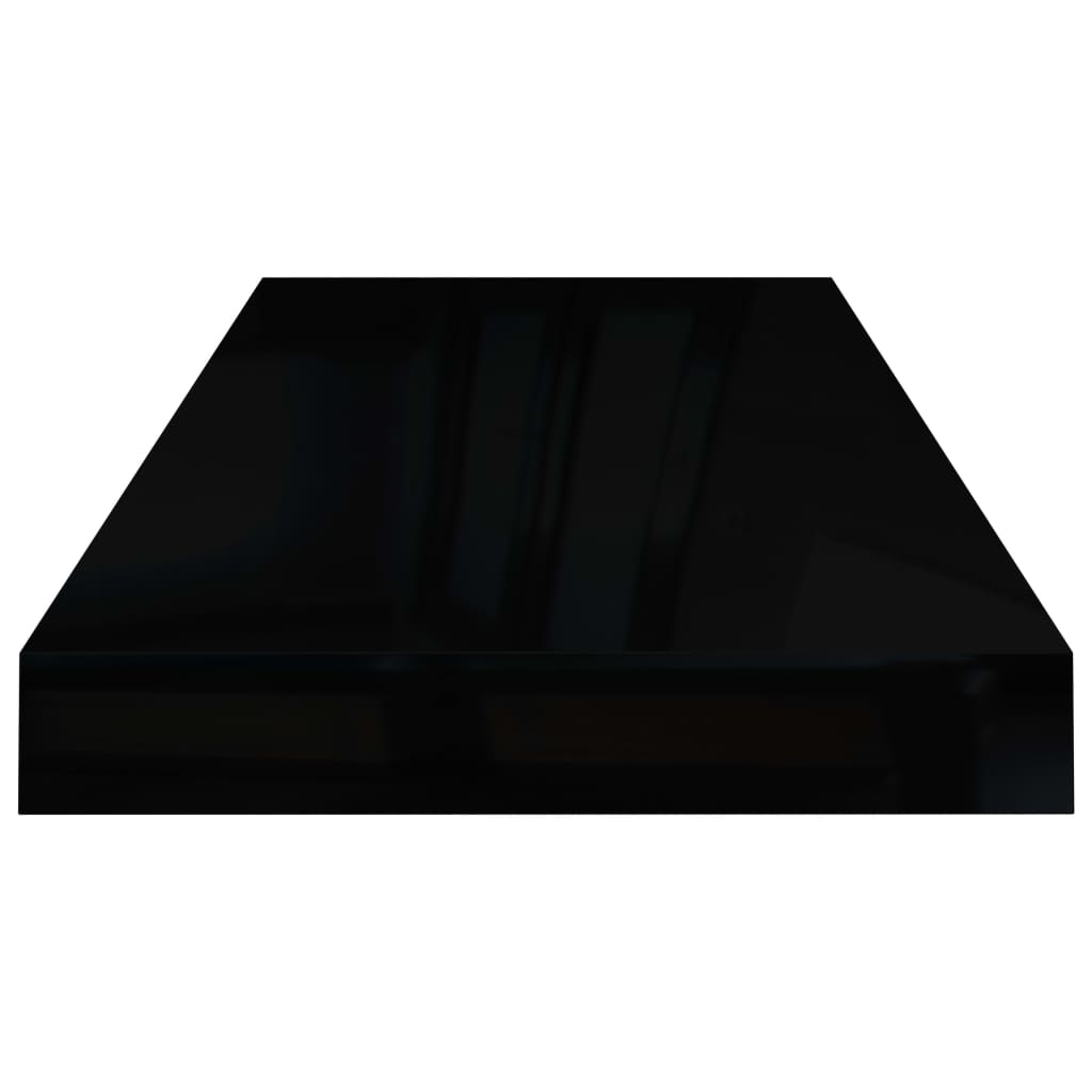 vidaXL Окачени стенни рафтове, 2 бр, черен гланц, 60x23,5x3,8 см, МДФ