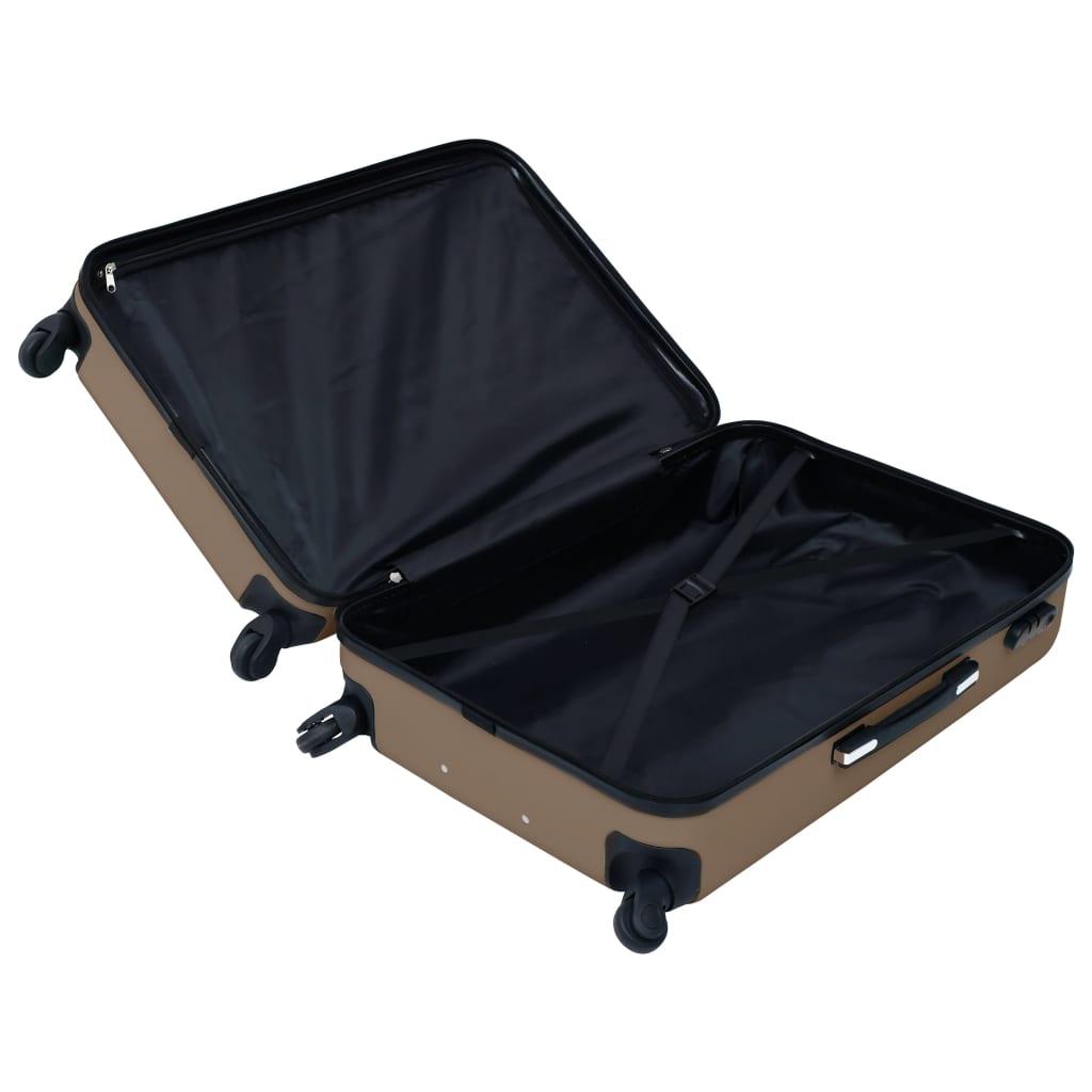 vidaXL Твърд куфар с колелца, кафяв, ABS