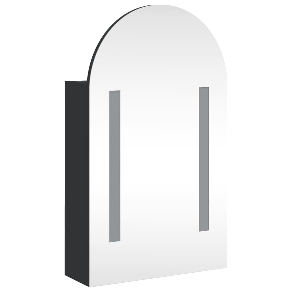 vidaXL Огледален шкаф за баня с LED светлина дъговиден 42x13x70 см