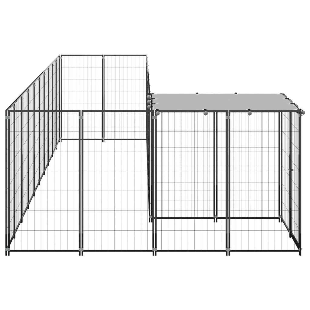 vidaXL Клетка за кучета, черна, 7,26 м², стомана