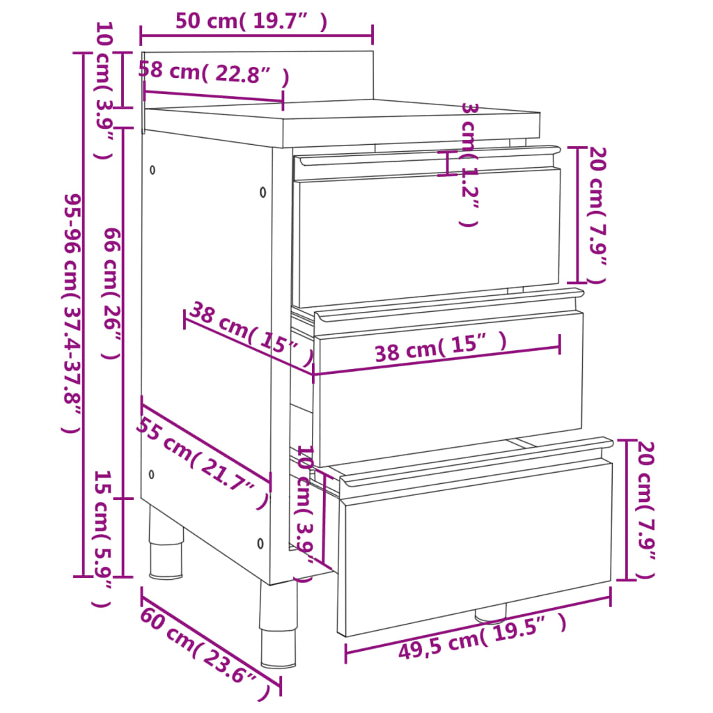 vidaXL Търговски кухненски шкафове, 2 бр, неръждаема стомана