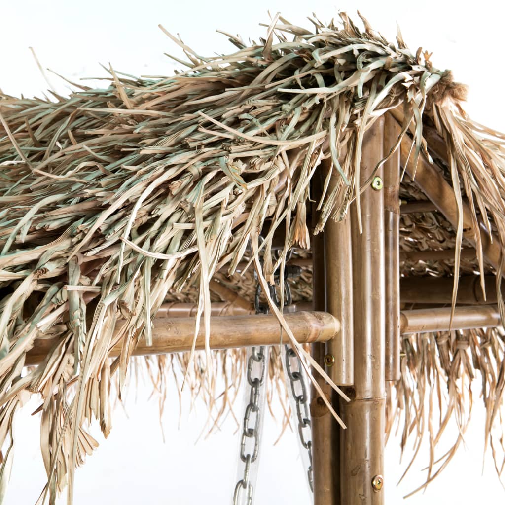 vidaXL 2-местна градинска люлка с палмови листа, бамбук, 202 см