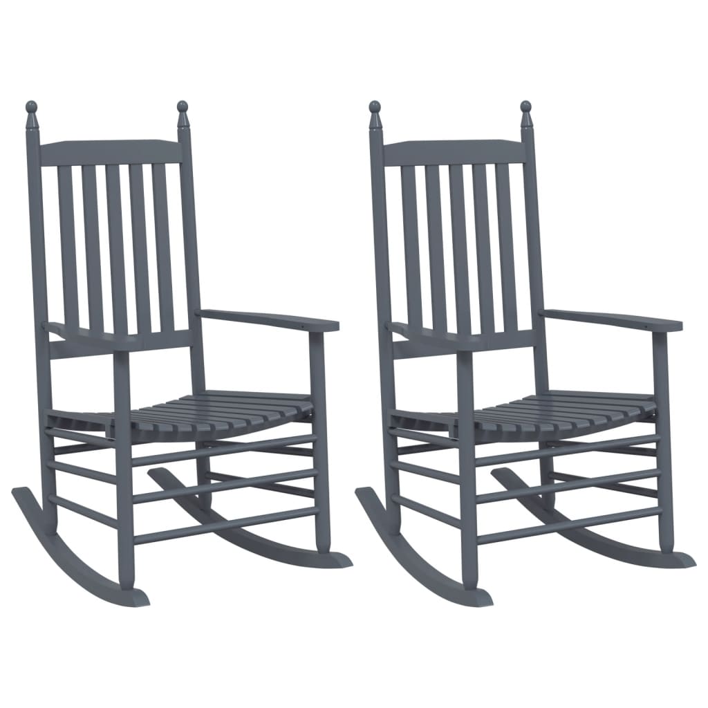 vidaXL Люлеещи се столове с извити седалки 2 бр сив масивна топола