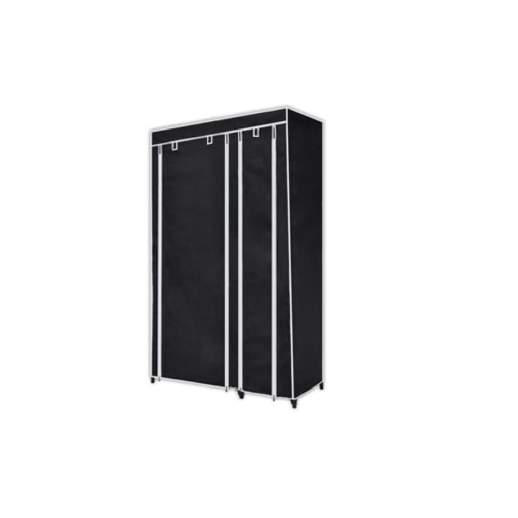 vidaXL Сгъваем гардероб, черен, 110 x 45 x 175 см