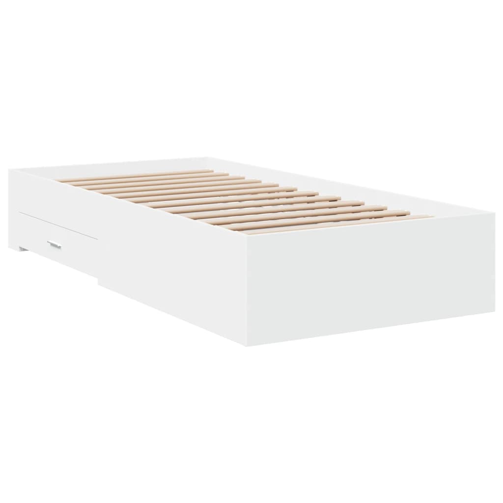 vidaXL Рамка за легло с чекмеджета, бяла, 180x200 см, инженерно дърво