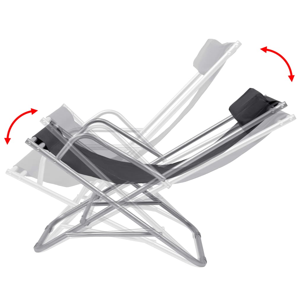 vidaXL Накланящи се къмпинг столове, 2 бр, стомана, черни