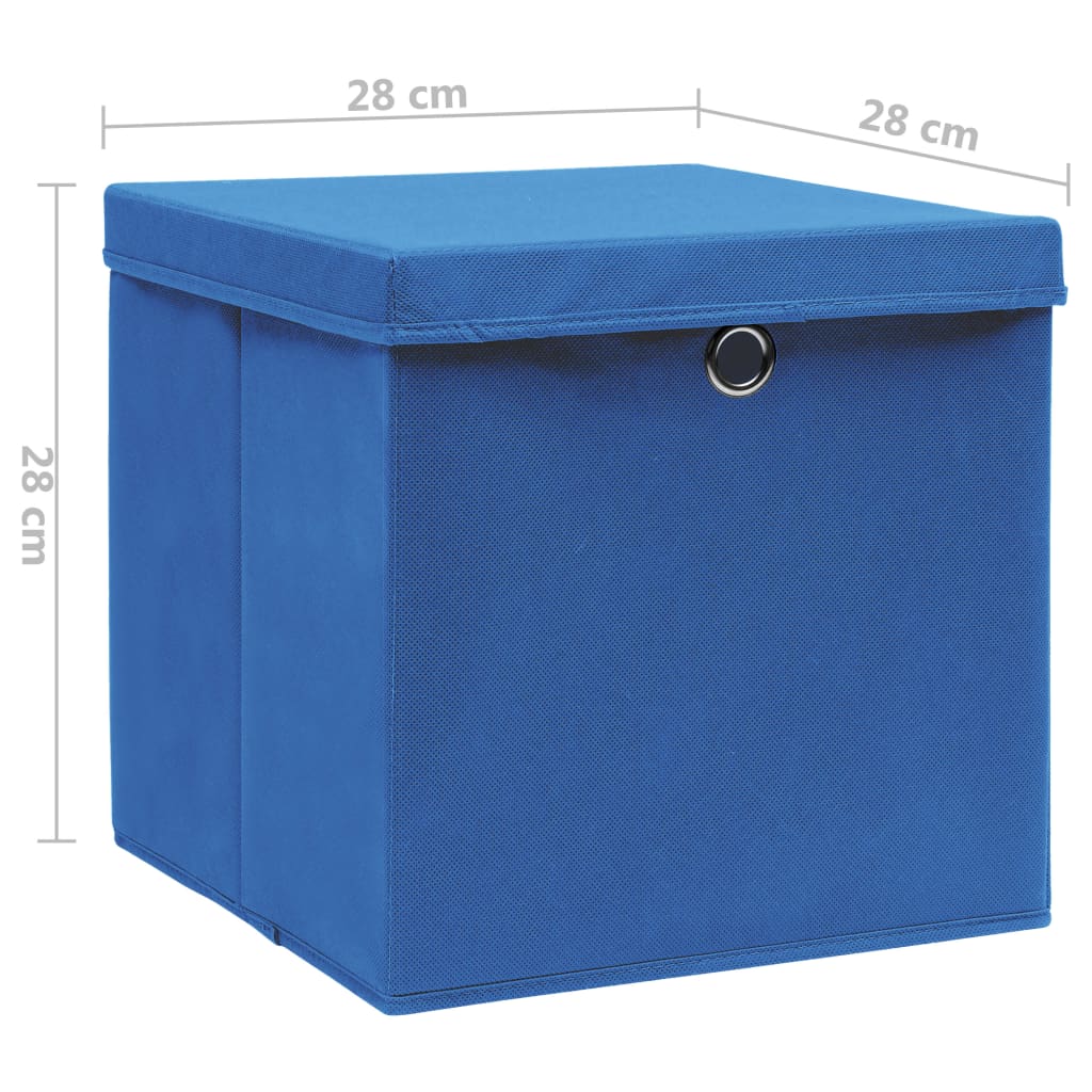vidaXL Кутии за съхранение с капаци 10 бр 28x28x28 см сини