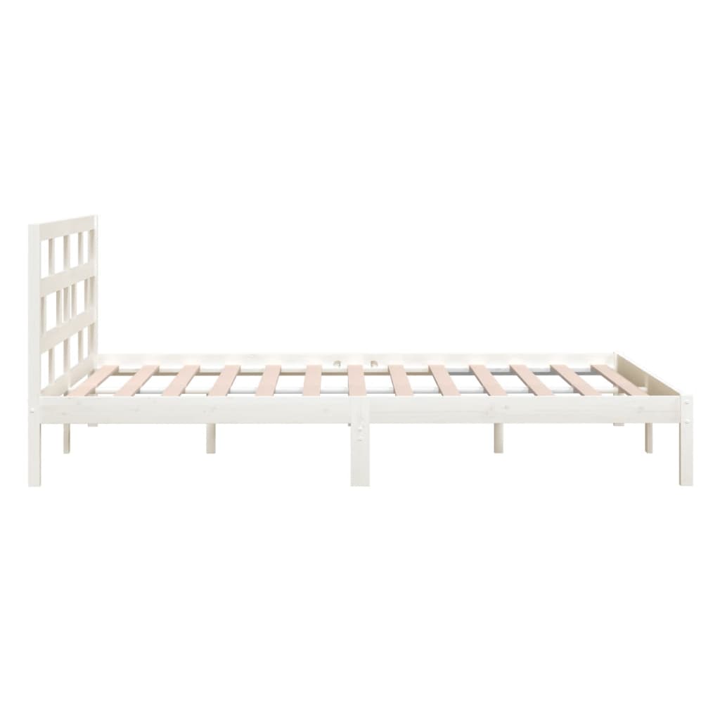 vidaXL Рамка за легло, бяла, борово дърво масив, 120x200 см