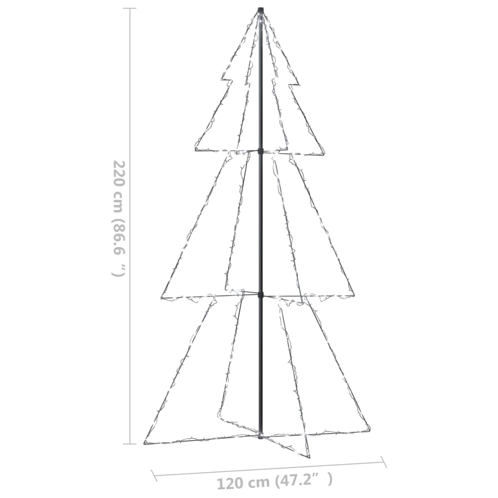 vidaXL Коледна елха конус, 300 LED, за закрито и открито, 120x220 см