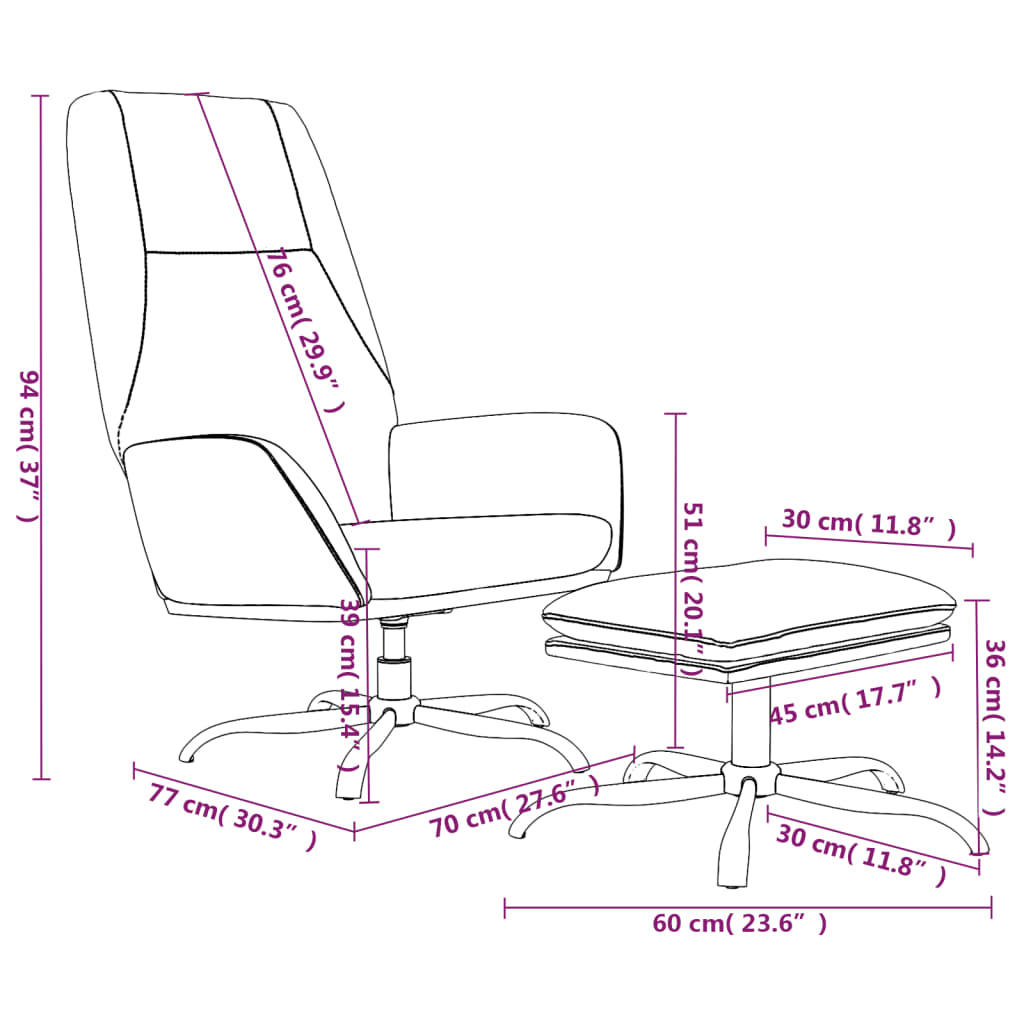 vidaXL Релакс стол с табуретка, кафяв, микрофибърен текстил