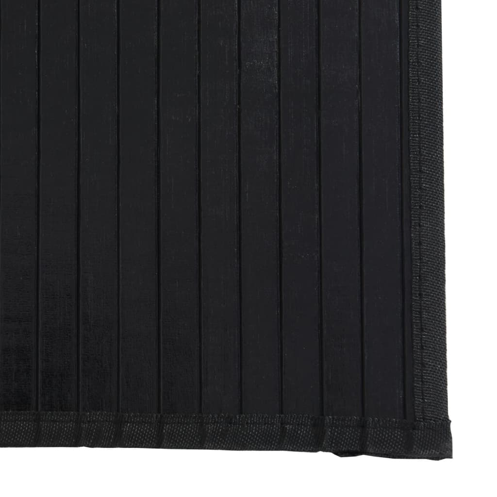 vidaXL Килим, правоъгълен, черен, 100x200 см, бамбук