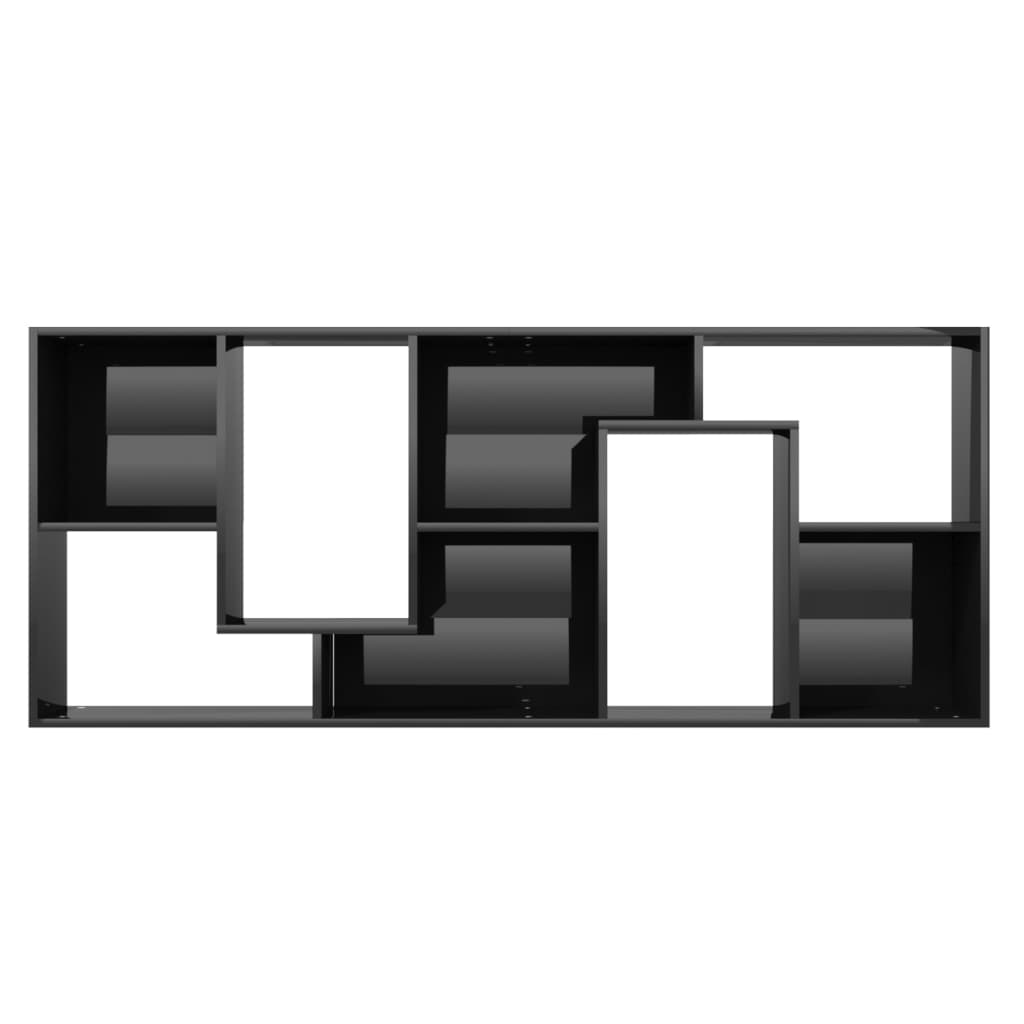 vidaXL Шкаф библиотека, черен гланц, 67x24x161 см, ПДЧ