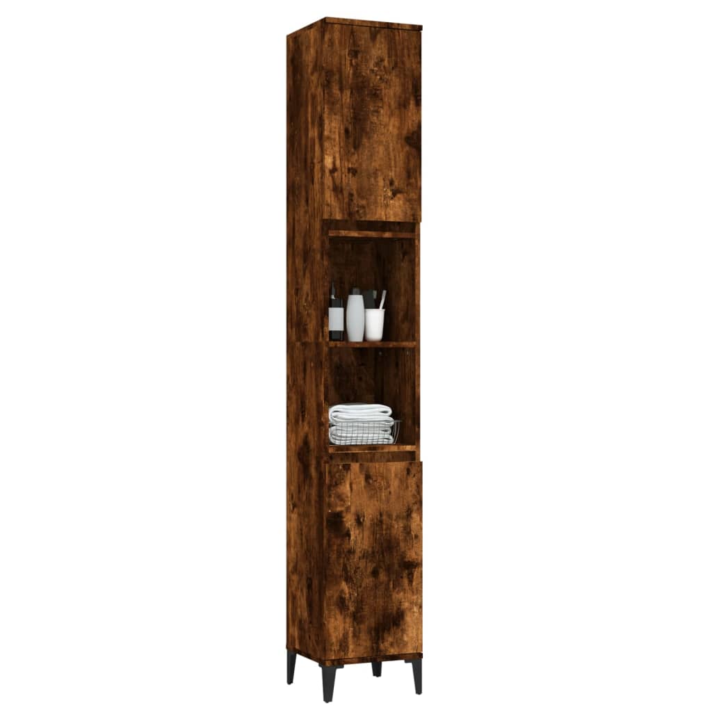 vidaXL Шкаф за баня, опушен дъб, 30x30x190 см, инженерно дърво
