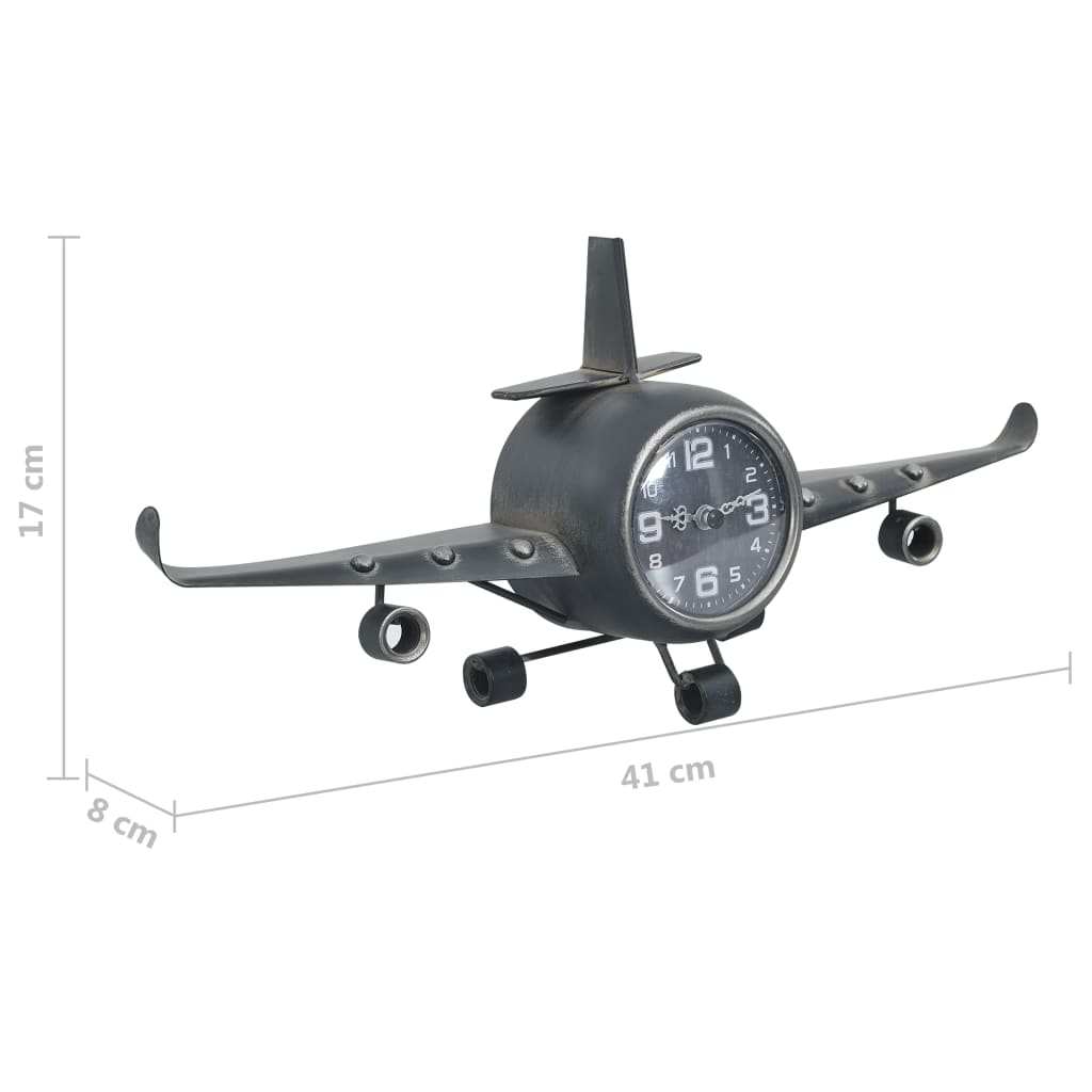 321485 vidaXL Aviator Clock Grey 41x8x17 cm Metal