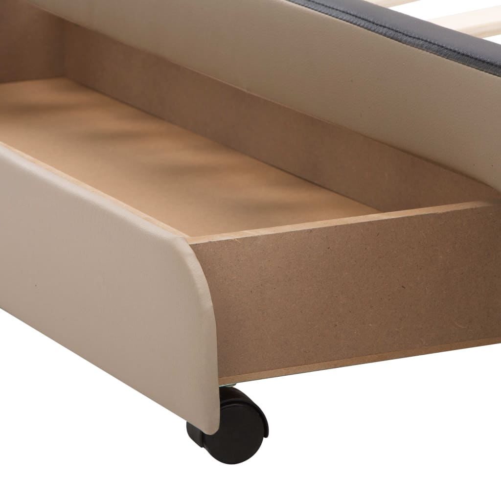 vidaXL Рамка за легло с чекмеджета капучино изкуствена кожа 140x200 cм