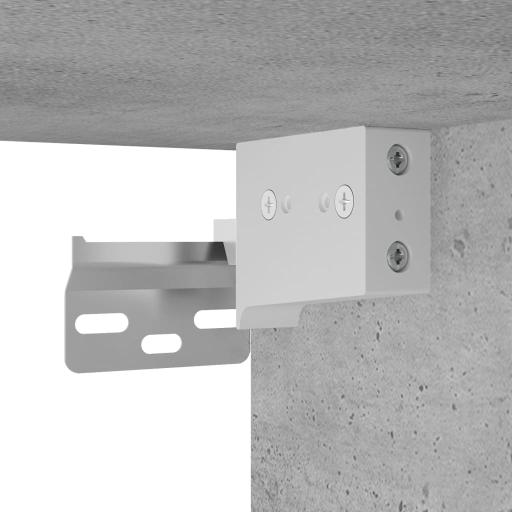 vidaXL Нощно шкафче за стена с LED осветление, бетонно сиво