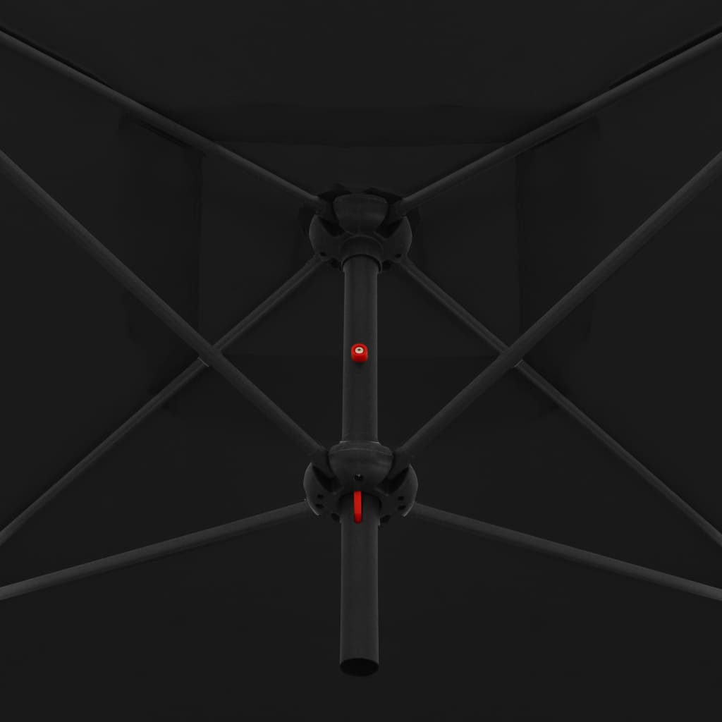 vidaXL Двоен чадър със стоманен прът, 250x250 см, черен