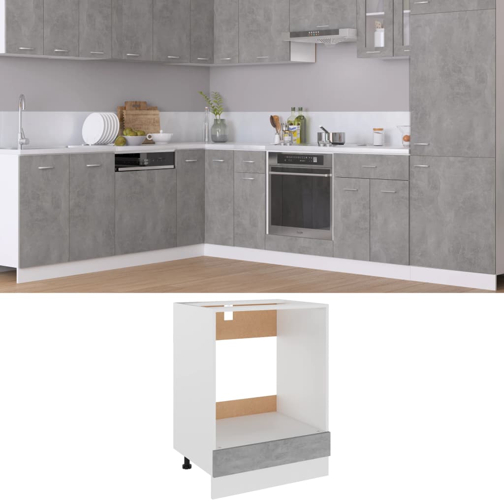 vidaXL Шкаф за фурна, бетонно сив, 60x46x81,5 см, ПДЧ