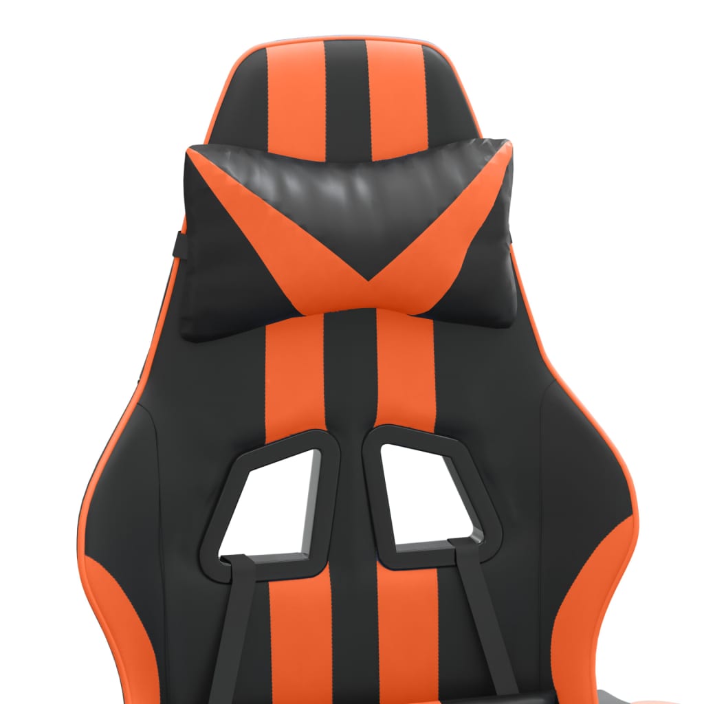 vidaXL Въртящ гейминг стол с подложка черно-оранжев изкуствена кожа