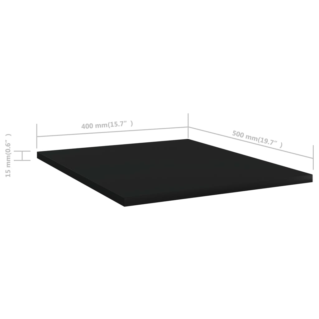 vidaXL Рафтове за етажерка, 8 бр, черни, 40x50x1,5 см, ПДЧ
