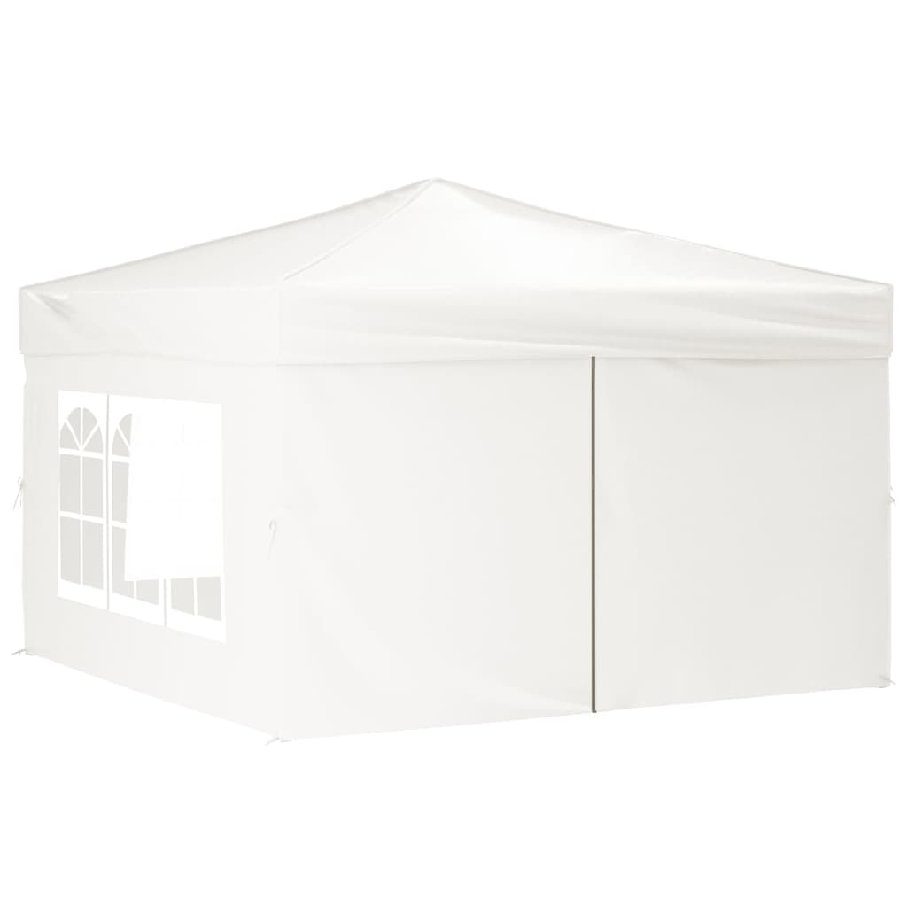 vidaXL Сгъваема парти палатка със странични стени, бяла, 3x3 м