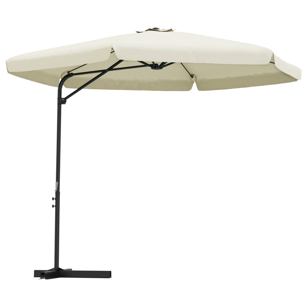 vidaXL Градински чадър със стоманен прът, 300 см, пясъчнобял