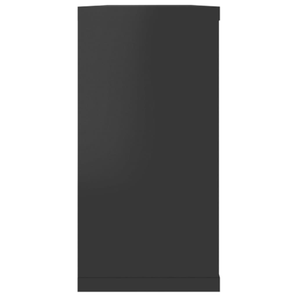 vidaXL Стенни кубични рафтове, 6 бр, черен гланц, 100x15x30 см, ПДЧ
