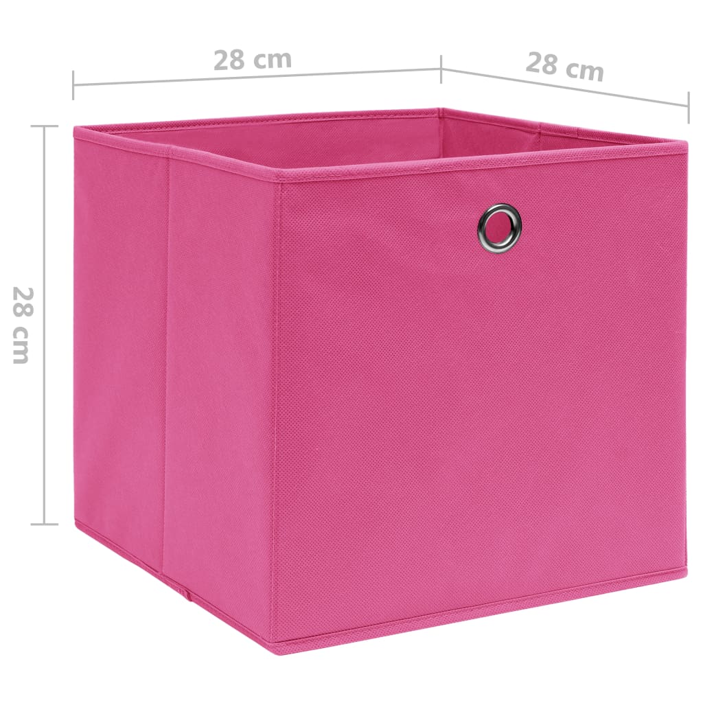 vidaXL Кутии за съхранение, 4 бр, нетъкан текстил, 28x28x28 см, розови