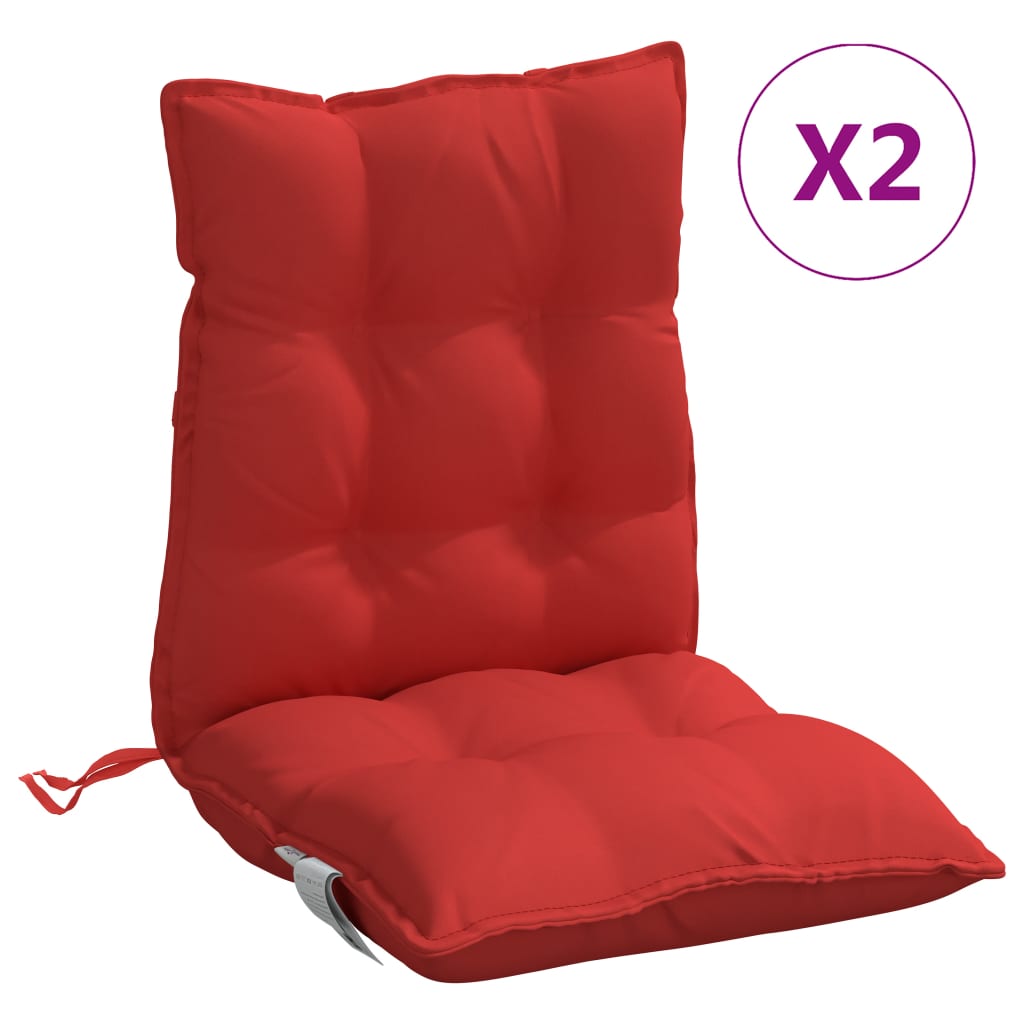 vidaXL Възглавници за стол с ниска облегалка 2 бр червен Оксфорд плат