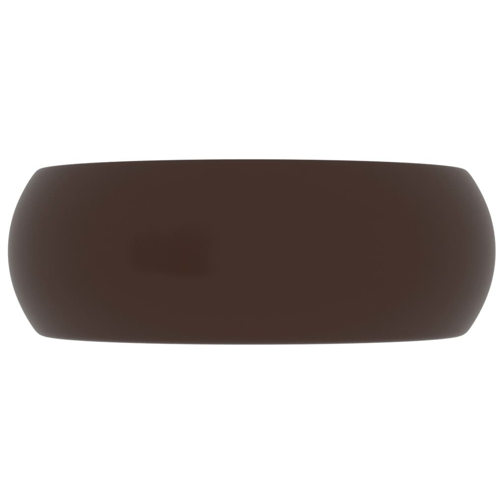 vidaXL Луксозна кръгла мивка, матово тъмнокафява, 40x15 см, керамика