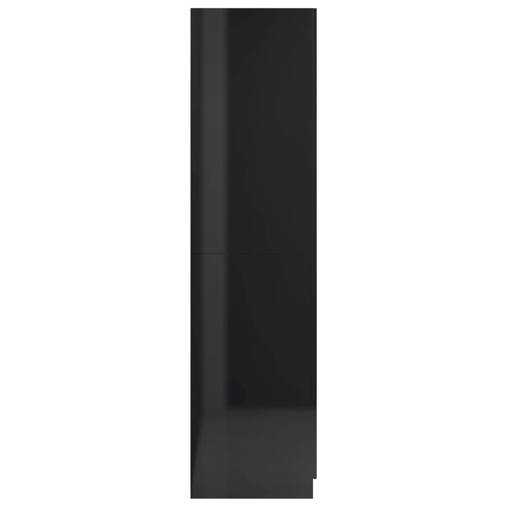 vidaXL Гардероб, черно със силен гланц, 90x52x200 см, ПДЧ