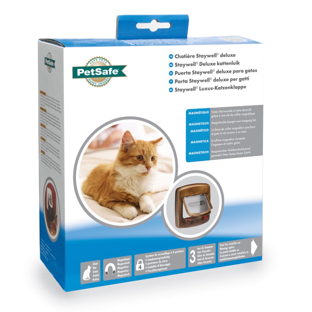 PetSafe Магнитна 4-посочна клапа за котки Deluxe 420 кафява