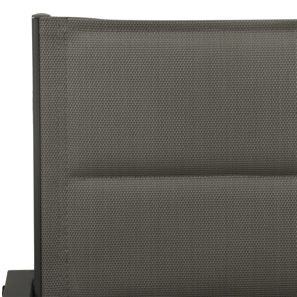 vidaXL Градински трапезен комплект 3 части черен стомана и текстилен