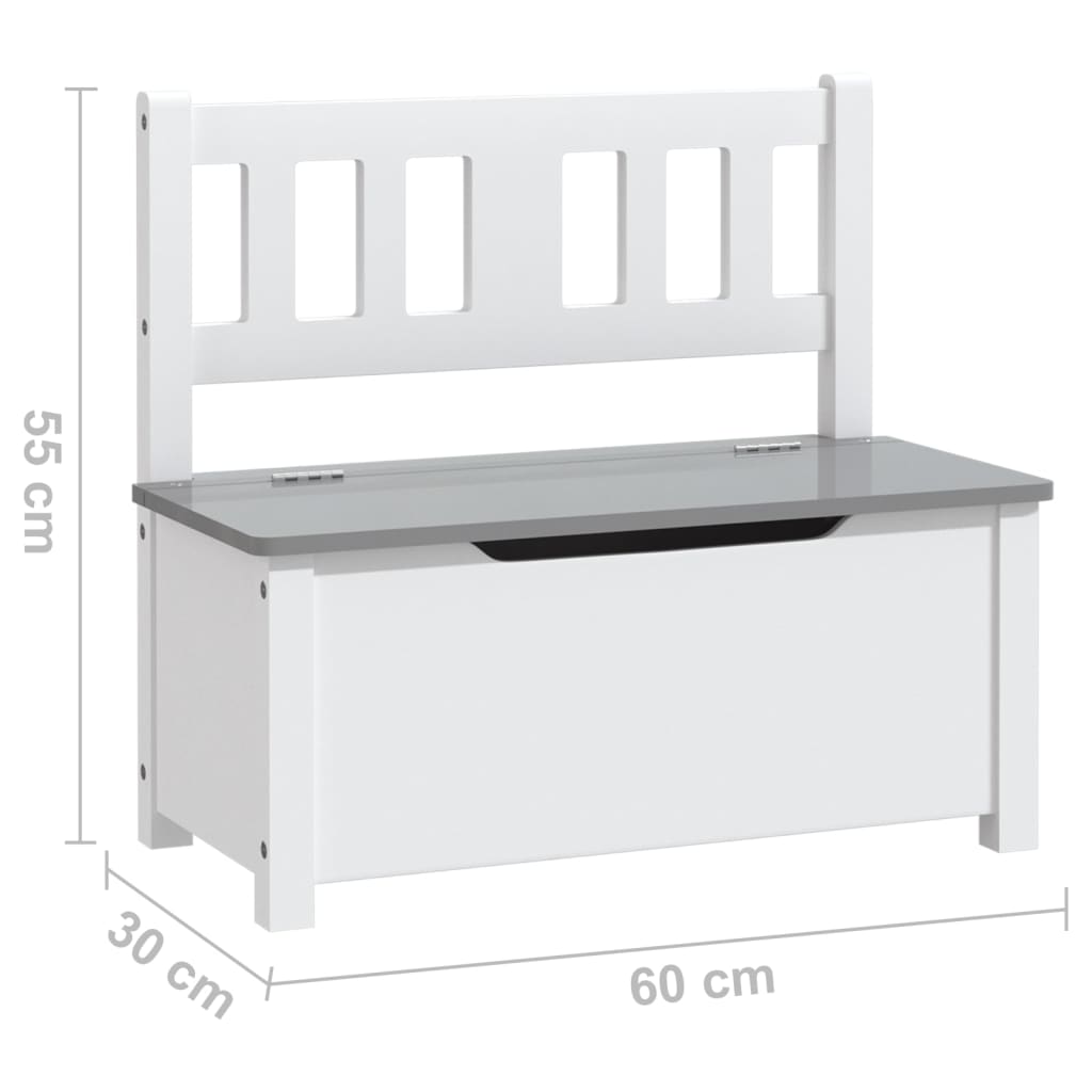 vidaXL Детски комплект от 4 части маса и столове бяло и сиво МДФ