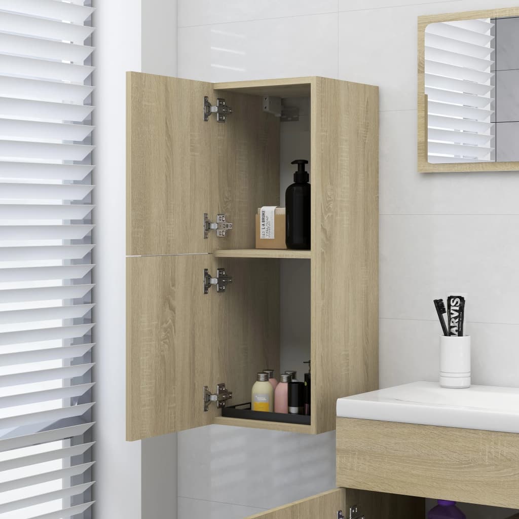 vidaXL Шкаф за баня, дъб сонома, 30x30x80 см, ПДЧ