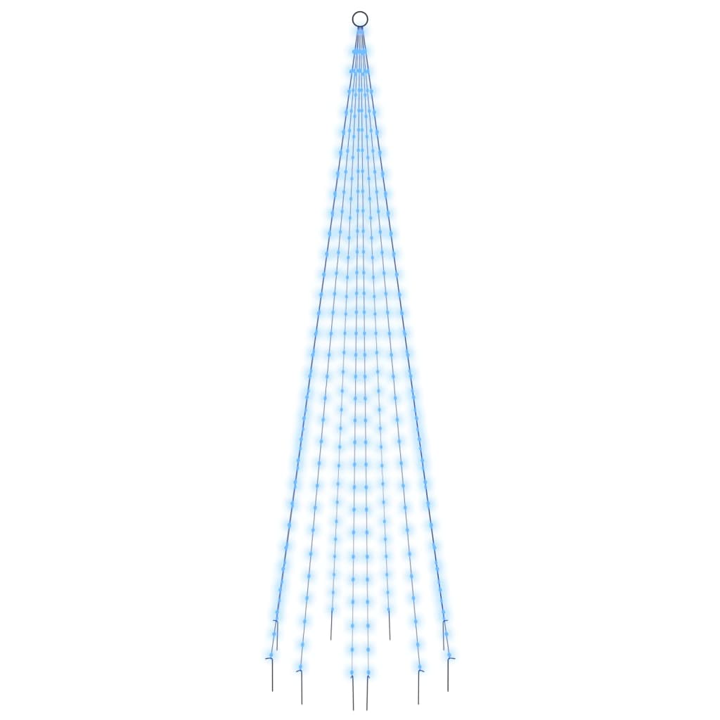 vidaXL Коледна елха на флагщок, синьо, 310 LED, 300 см