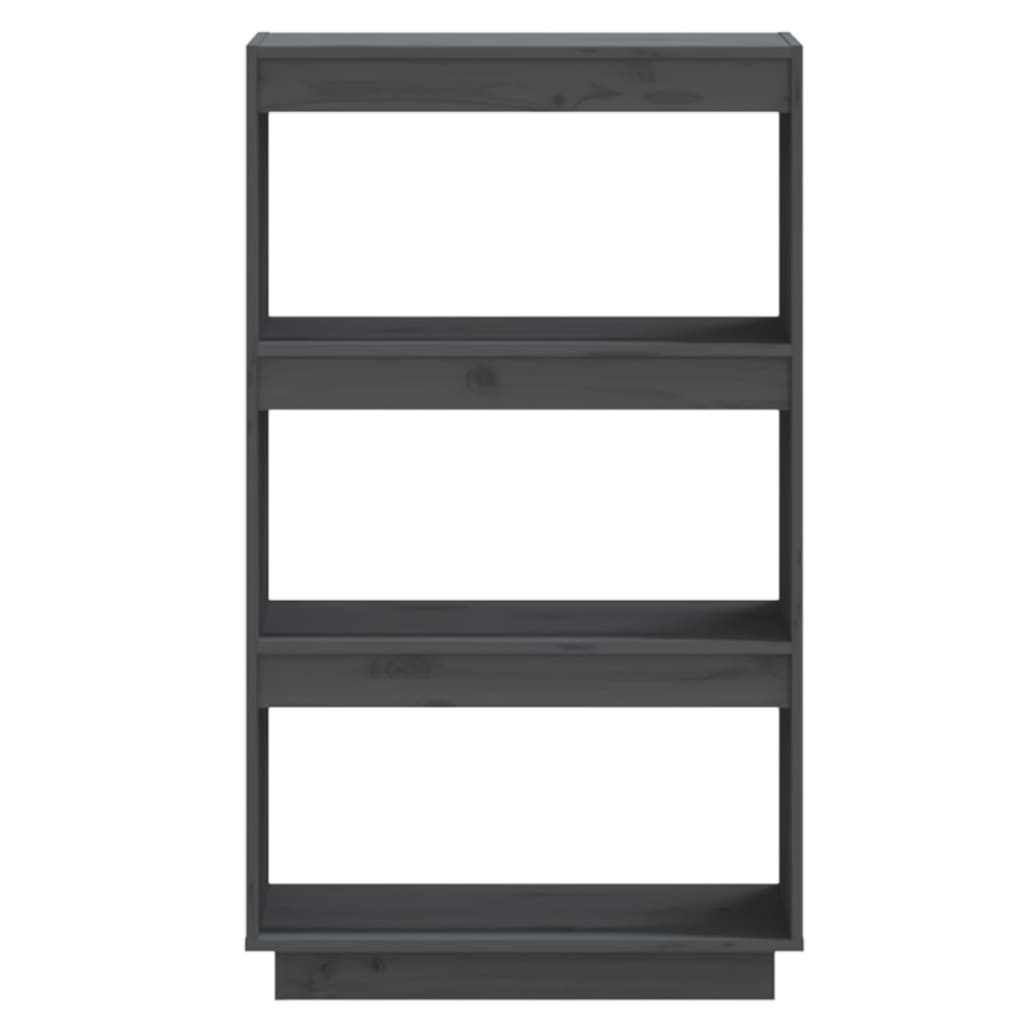 vidaXL Библиотека/разделител за стая, сива, 60x35x103 см, бор масив