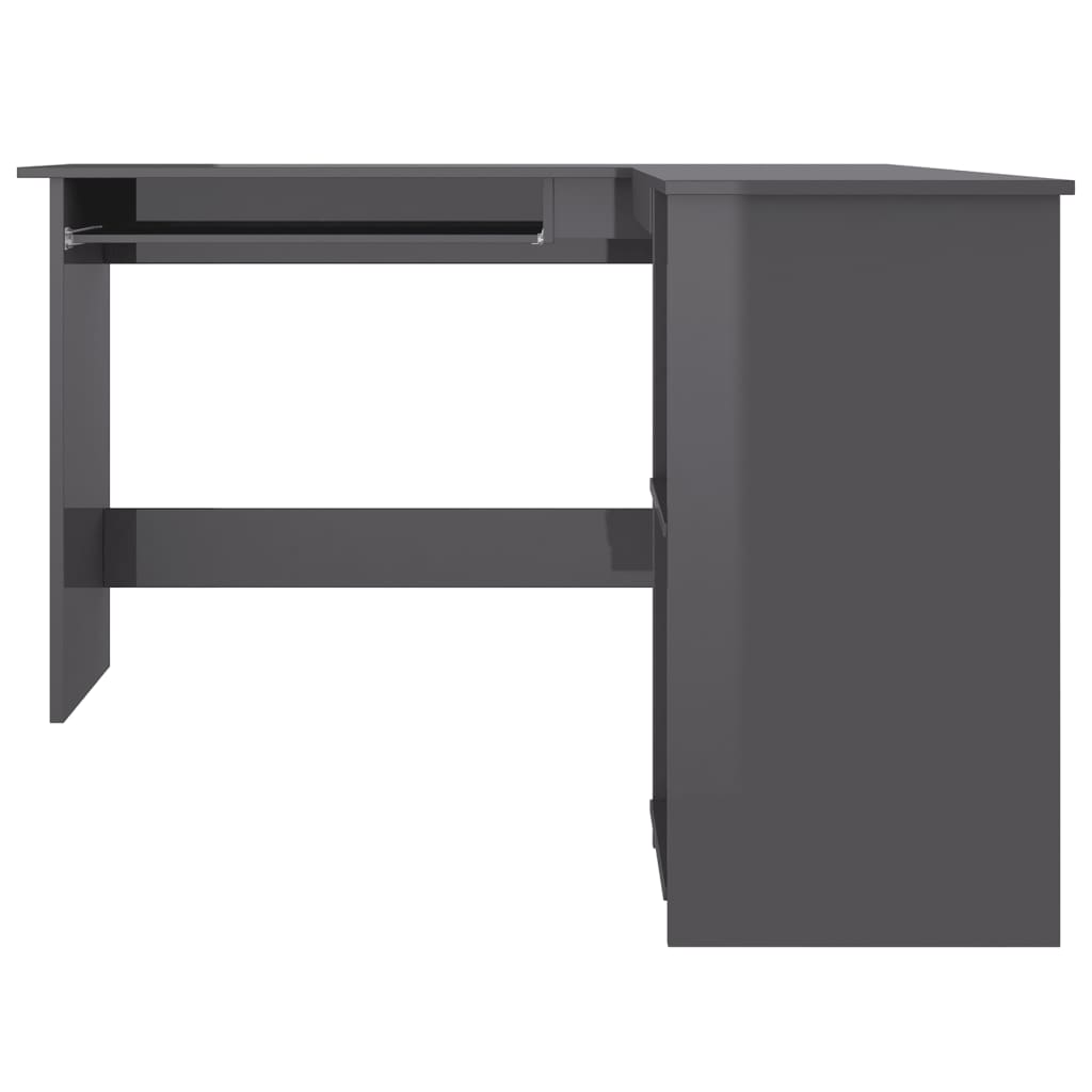 vidaXL Г-образно ъглово бюро, сив силен гланц, 120x140x75 см, ПДЧ